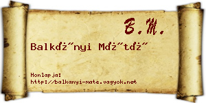 Balkányi Máté névjegykártya